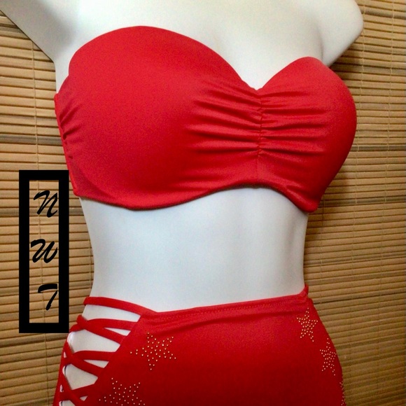 💵VS Pink NWT swimsuit cut-outs laced top hi-waist - Picture 14 of 16